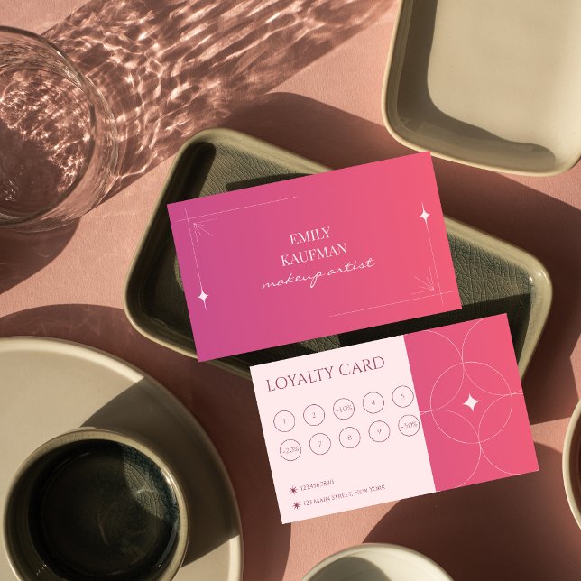 Carte De Fidélité Maquillage rose moderne Artiste Marketing (Créateur téléchargé)