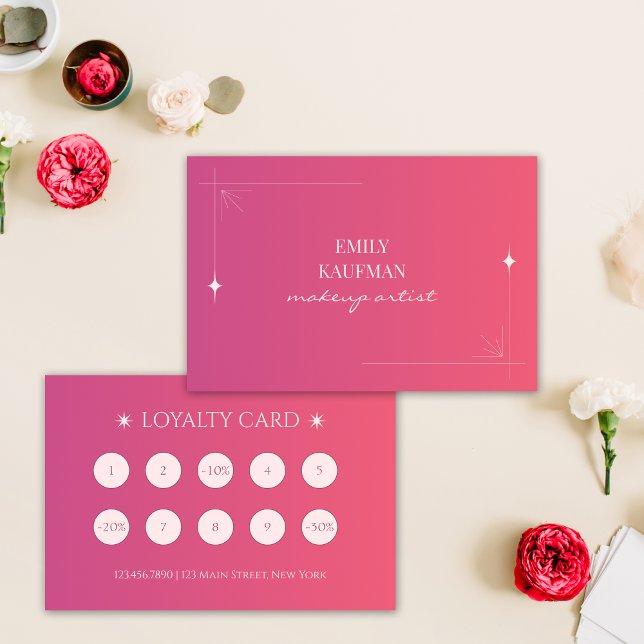 Carte De Fidélité Maquillage rose simple Marketing Artiste (Créateur téléchargé)