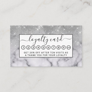 Carte De Fidélité Marbre blanc de Parties scintillant argenté Ombre
