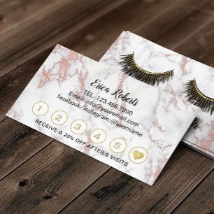 Carte De Fidélité Marbre d'or Rose Loyauté de maquillage Lashes