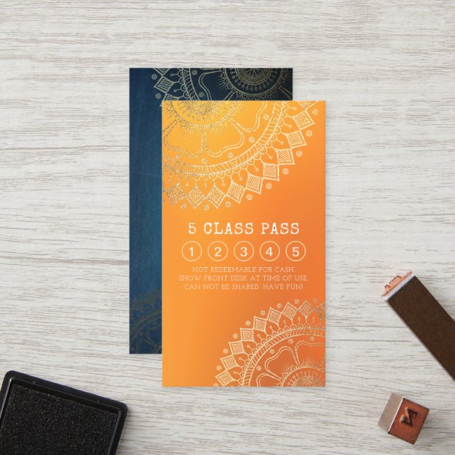 Carte De Fidélité Méditation Yoga Instructeur Gold Mandala Classe Pa (Devant/Arrière en situation)