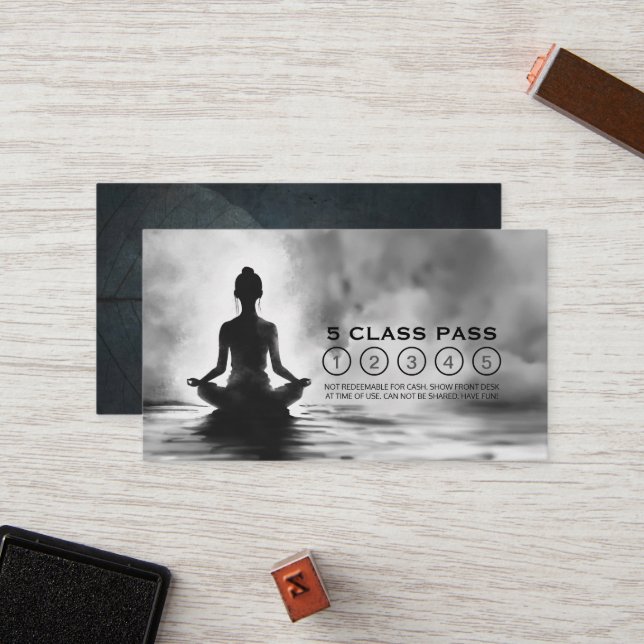 Carte De Fidélité Méditation Yoga Instructeur Lotus Pose 5 Classe Pa (Devant/Arrière en situation)