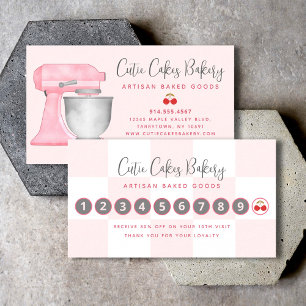 Carte De Fidélité Mélangeur de cuisine rose blush blanc damier Boula