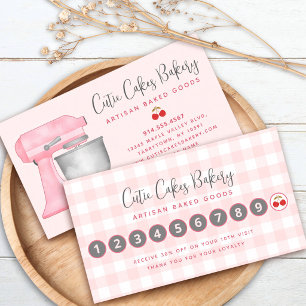 Carte De Fidélité Mélangeur de cuisine rose blush carreaux gingham b