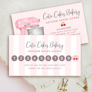 Carte De Fidélité Mélangeur de cuisine rose blush rayures blanches b