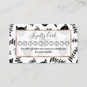 Carte De Fidélité Meow Simple moderne Black White Chats Typographie