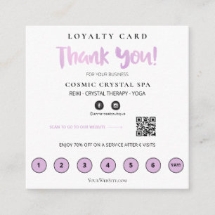 Carte De Fidélité *~* Merci QR récompenses Coeurs roses Noir