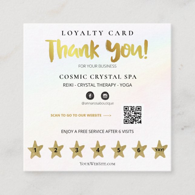 Carte De Fidélité *~* Merci Rainbow QR Punch (Devant)