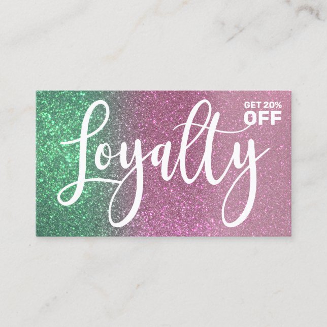 Carte De Fidélité Mermaid vert rose triple Parties scintillant Ombre (Devant)