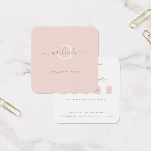 Carte de fidélité moderne Blush Pink Gold (Bureau)