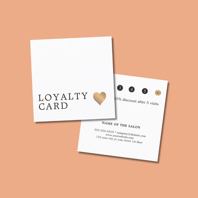 Carte De Fidélité Moderne Elégant Faux Gold Heart Beauté Loyauté (Créateur téléchargé)