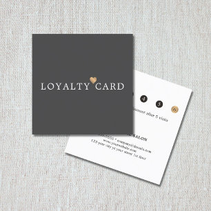 Carte De Fidélité Moderne Elegant Grey Faux Or Coeur Beauté Loyauté
