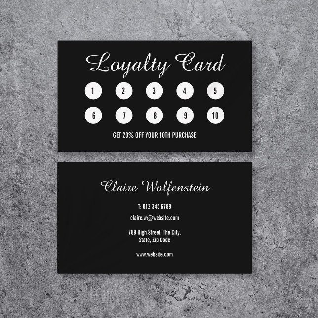 Carte de fidélité moderne professionnelle en noir  (Modern Professional Black and White Loyalty Card)