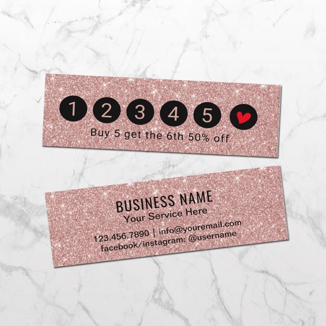 Carte de fidélité | Moderne Rose Gold Parties scin (Créateur téléchargé)