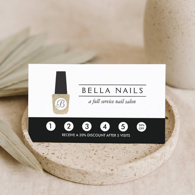 Carte De Fidélité Monogramme du salon à ongles sur Parties scintilla (Créateur téléchargé)