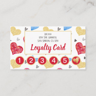 Carte De Fidélité Motif de coeur 6e nomination personnalisée