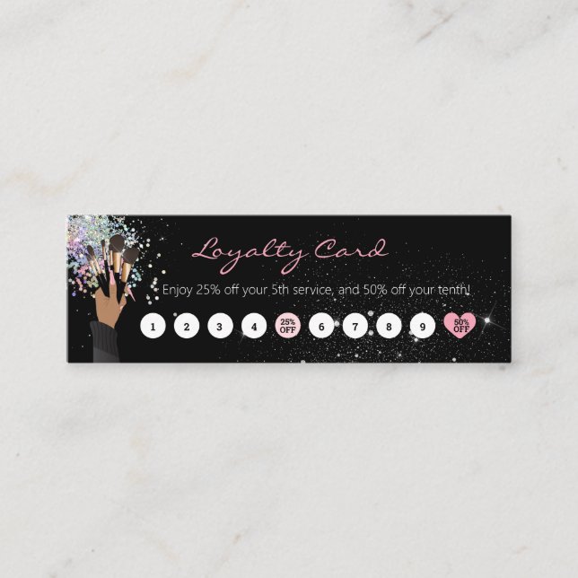 Carte De Fidélité MUA Service d'artiste maquillage Remise aux client (Devant)