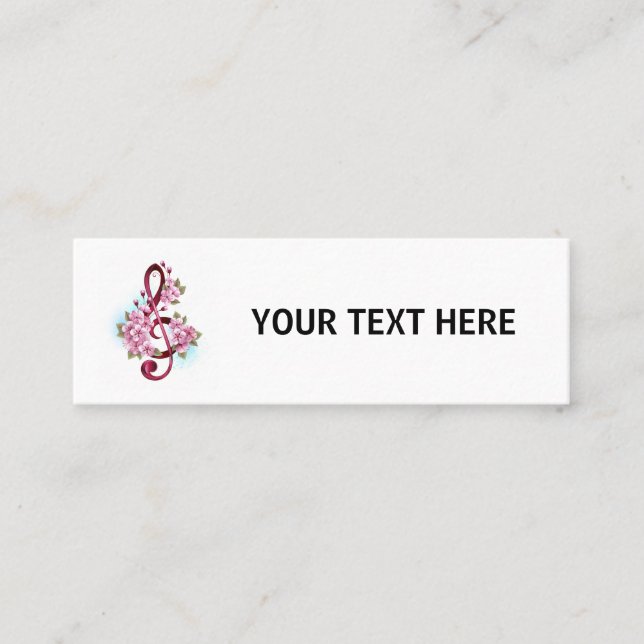 Carte De Fidélité Musical treble clef notes with sakura flowers (Devant)