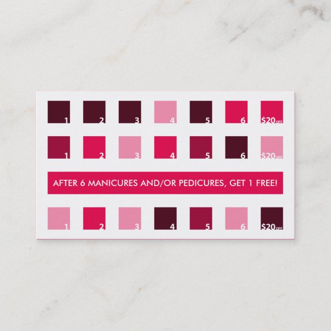 Carte De Fidélité NAIL SALON $20 OFF (carrés modernes) (Devant)