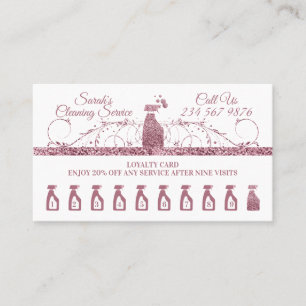 Carte De Fidélité Nettoyage rose bonne Janitorial étincelante Ménage