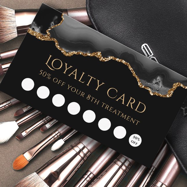 carte de fidélité noir et or agate (Créateur téléchargé)