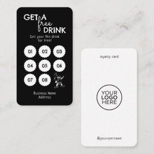 Carte De Fidélité Obtenez Une Boisson Gratuite Minimale Noir Blanc M