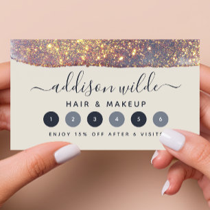 Carte De Fidélité Paillettes de Glam Or Violet Iridescent