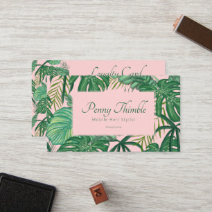Carte De Fidélité Palme de la jungle rose féminine Tropical Monster