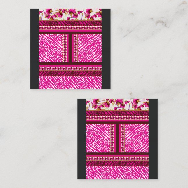 Carte De Fidélité papier peint rose et blanc avec croix dessus (Devant / Derrière)