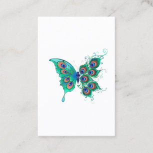 Carte De Fidélité Papillon aux plumes de paon vert