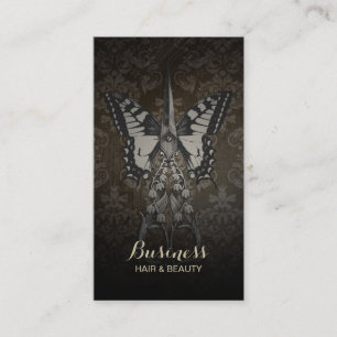Carte De Fidélité Papillon vintage et ciseaux de poinçon de fidéli