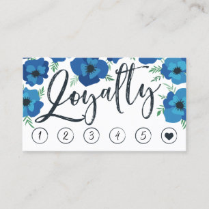 Carte De Fidélité Papillons bleus et pinceau Script Loyalty Punch Ca
