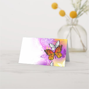 Carte De Fidélité Papillons Monarque sur Arrière - plan pourpre