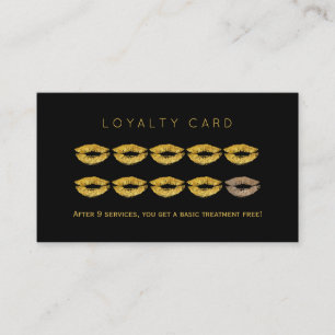 Carte De Fidélité Parties scintillant d'or lèvres noir glam maquilla