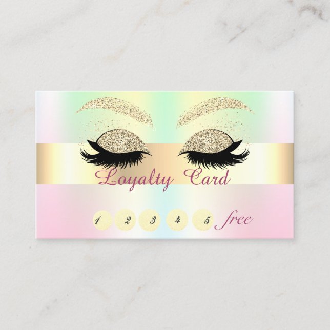 Carte De Fidélité Parties scintillant Lashes Holographique Iridescen (Devant)