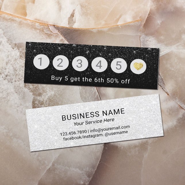 Carte de fidélité | Parties scintillant noire mode (Créateur téléchargé)