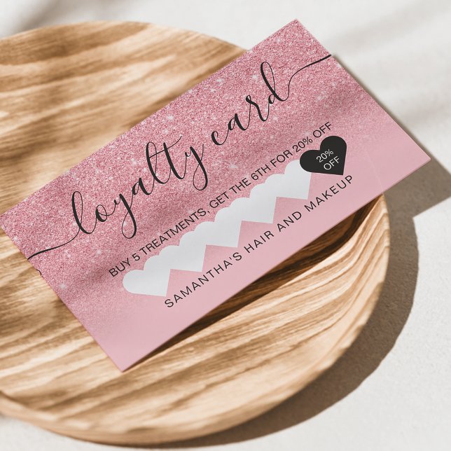Carte De Fidélité parties scintillant rose ombre scintille ciré (Créateur téléchargé)