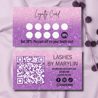 Carte De Fidélité Parties scintillant violet et rose pastel Ombre La