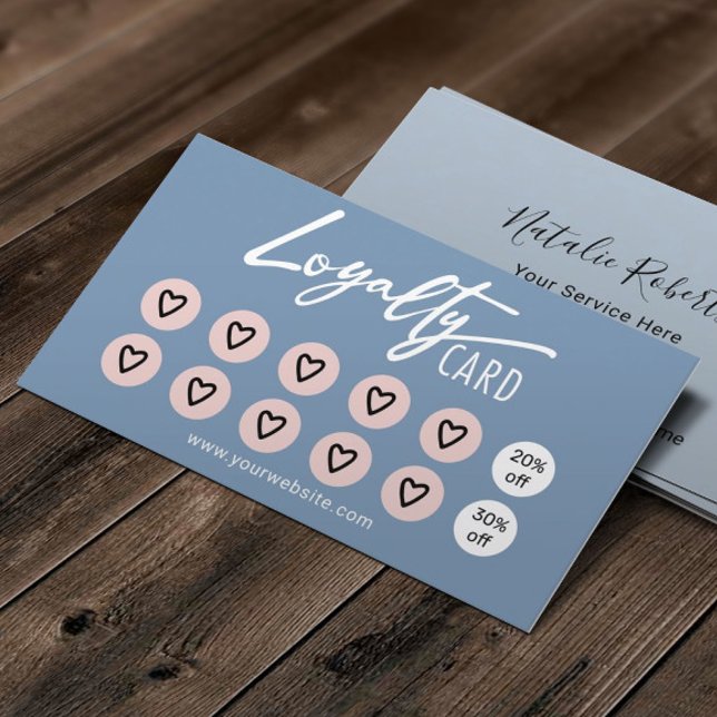 Carte De Fidélité Pastel Blue & Pink Hearts Beauté Salon Spa Loyauté (Créateur téléchargé)