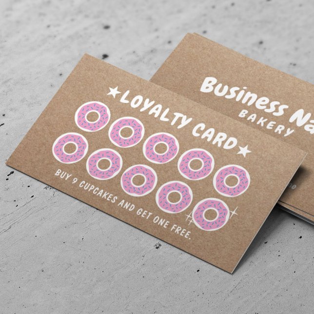 Carte De Fidélité Pâtisserie Donut Boulangerie Kraft Loyalty Reward (Créateur téléchargé)