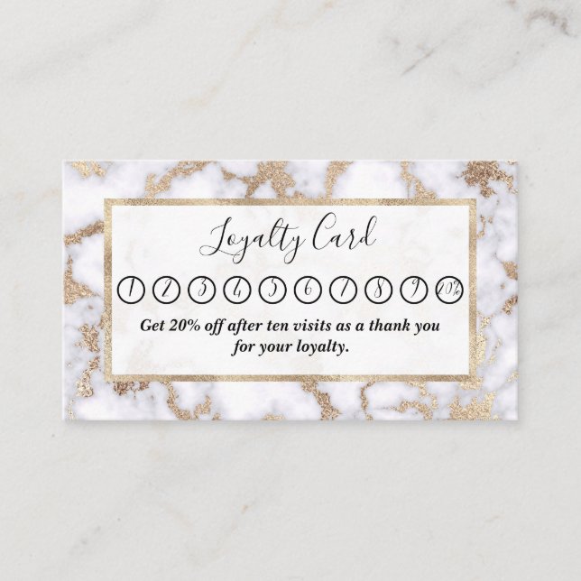 Carte De Fidélité Pattern de Chic White Gold Foil (Devant)