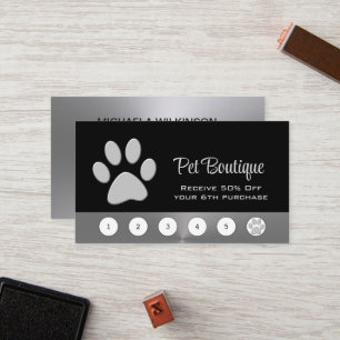 Carte De Fidélité Paw Chien Argent sur le service Grossiste pour Ani