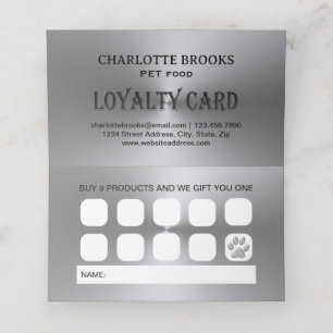 Carte De Fidélité Paw Chien Argent sur le service Grossiste pour Ani
