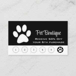 Carte De Fidélité Paw chien blanc sur le service de toilettage pour