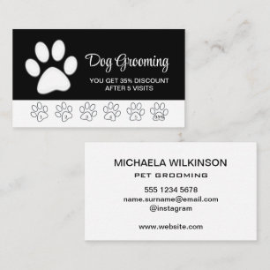 Carte De Fidélité Paw chien blanc sur le service de toilettage pour