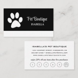 Carte De Fidélité Paw chien blanc sur le service de toilettage pour