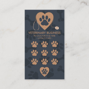 Carte De Fidélité Paws Coeur Stethescope vétérinaire vétérinaire vét