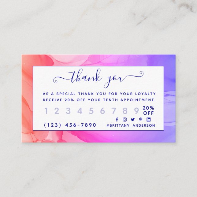 Carte de fidélité personnalisée Abstraite violet r (Devant)