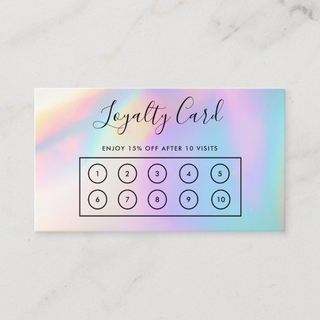 Carte de fidélité personnalisée Faux Holographique (Devant)