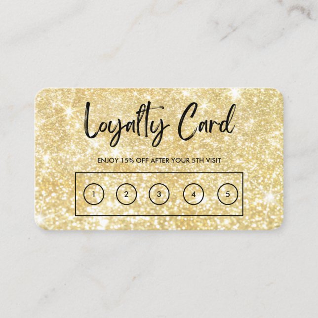 Carte de fidélité personnalisée Gold Faux Parties  (Devant)